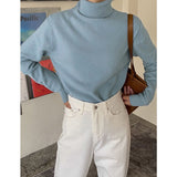 Hulianfu Winter High Quality Wwomen's Wool Sweater Solid Color High-neck Pullover Long-sleeved Knit Top