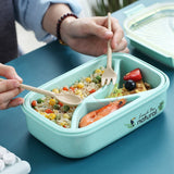 HULIANFU TUUTH Microwave Lunch Box Wheat Straw Bento Box 750ML BPA Free Food Storage Container with Soup Cup