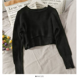 Hulianfu New Autumn Women Solid Sweater O-Neck Loose Sweater Pullover Crop Top Sweaters Shirts Femme Knit Outwear Jumpers