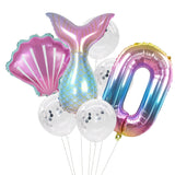 HULIANFU Little Mermaid Party Balloons 32inch Number Foil Balloon Kids Birthday Party Decoration Supplies Baby Shower Decor Helium Globos