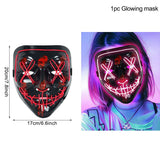 HULIANFU LED Halloween Mask Luminous Glow In The Dark Mascaras Halloween Party Costume Cosplay Masques Horror Props Neon light Masquerade