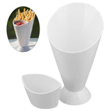 HULIANFU Plastic Cup Self Stand 2 in 1  French Fries Shelf Holder Assorted Sauce Chips Snack Cone Dip Cup Tableware Two Cup-mouth Kitchen