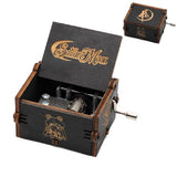 HULIANFU New Black Castle In The Sky Queen  Music Box Wooden Music Box Birthday Gift Antique Carved Wooden Handle