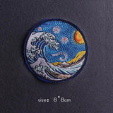 HULIANFU Van Gogh Patch Iron On Patches For Clothing Thermoadhesive Patches On Clothes Japan Anime/Fusible Patch Embroidery Sticker Badge