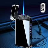 HULIANFU New Windproof Metal Dual Plasma Arc Lighter Jet USB Torch Lighter Gas Electric Butane Chargeable Pipe Cigar Lighter Gadgets