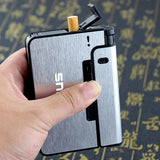 HULIANFU Portable Automatic Cigarette Case Metal Cigarette Boxes 10PCS Cigarette Holder Case Not Lighter Gadget For Men Christmas Gifts