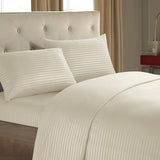 HULIANFU Sheet Set 4 In 1 Fitted Bed Sheet Pillowcases Flat Bed Sheet Stripe Coverlet Ues for Hotel home ( No Filler/Quilt Cover Inside )