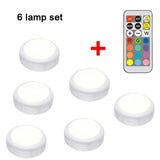 HULIANFU RGB Puck LED Light Remote Control Night Lamp Battery Powered Dimmable Multicolor Lamp for Kitchen Under Cabinet Closet Stairs