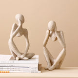 HULIANFU Modern European Style Resin Abstract Thinker Statue For Decoration Simple Sculpture Figurine Hotel Office Home Decor New
