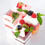 HULIANFU panacota plastic cup 50Pcs desert cup Clear Portion Transparent Trapezoidal Food container 60ml glasses for desserts Yogurt cups