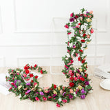 HULIANFU 2023 250CM Rose Artificial Flowers Christmas Garland For Wedding Home Room Decoration Spring Autumn Garden Arch DIY Fake Plant Vine