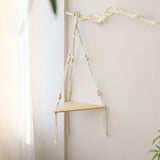 HULIANFU Macrame Wall Shelf Bohemian Home Decor Triangle Shelves Wall Decor Plant Hanger Candle Holder For Living Room Bedroom Decoration