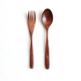 HULIANFU Natural Wooden Spoon &amp; Fork Dinner Kit Rice Soups Utensil Cereal Handmade  Home Tableware Dinnerware Cutlery For Kicthen