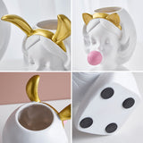 HULIANFU Resin Vase Nordic Modern Home Decoration Cute Girl Blowing Bubbles Decorative Head Carving Flower Vases Pen Holder Vase Flowers