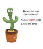 HULIANFU New Electronic Dancing Cactus Singing Dancing Decoration Gift for Kids Funny Early Education Toys Knitted Fabric Plush Toys