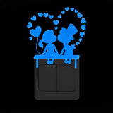 HULIANFU Light Switch Sticker Luminous Wall Stickers Cartoon Glow in the Dark Sticker Decal for Kids Room Decoration Home Decor Cat Fairy