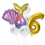 HULIANFU Little Mermaid Party Balloons 32inch Number Foil Balloon Kids Birthday Party Decoration Supplies Baby Shower Decor Helium Globos