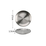 HULIANFU Stainless steel Dinner Plates Restaurant Gold Serving Tray Round Dessert Cake Snack Dishes Silver Storage Plate Korean Cutlery