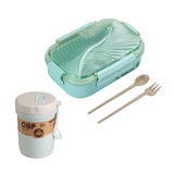 HULIANFU TUUTH Microwave Lunch Box Wheat Straw Bento Box 750ML BPA Free Food Storage Container with Soup Cup