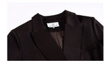 AEL Vintage Autumn Winter Women Pant Suit Dark Brown Loose Blazer Jacket & Wide Leg Pants   Office Suits Female Sets