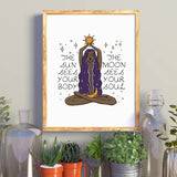 HULIANFU Nordic Style Feminine Posters and Prints Female Celestial Wall Art Sun Moon Body Soul Wall Pictures for Living Room Home Decor
