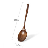 HULIANFU Natural Long Handle Wooden Spoon Japanese-Style Rice Scoop Mixing Soup Spoons Cooking Utensils Portable Tableware for Kicthen