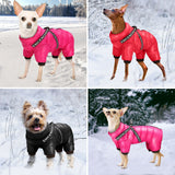 HULIANFU Winter Dog Clothes Super Warm Pet Dog Jacket Coat With Harness Waterproof Puppy Clothing Hoodies For Small Medium Dogs Outfit