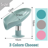HULIANFU Leaf Shape Soap Box Drain Soap Holder Bathroom Accessories Suction Cup Soap Dish Tray Soap Dish for Bathroom Soap Container