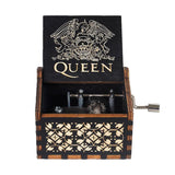 HULIANFU New Black Castle In The Sky Queen  Music Box Wooden Music Box Birthday Gift Antique Carved Wooden Handle