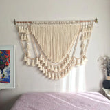 HULIANFU New Nordic Geometric Tapestry Wall Hanging Bohemian Macrame Tassel Woven Tapestry Home Bedroom Background Wedding Decoration