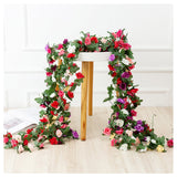 HULIANFU 2023 250CM Rose Artificial Flowers Christmas Garland For Wedding Home Room Decoration Spring Autumn Garden Arch DIY Fake Plant Vine