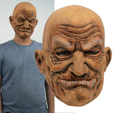 HULIANFU Realistic Halloween Headgear Smoking Old Lady Man Face Cover Latex Head Wear for Halloween Funny Party Cosplay Props Masks