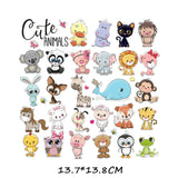 HULIANFU Iron on Cute Animal Patches Set for Clothing DIY T-shirt Applique Vinyl Unicorn Heat Transfer Clothes Stickers Thermal Press T