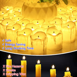 HULIANFU Pack of 12/24 Flickering Remote Control Candles Warm White/Yellow Electric Flameless Tealights For Valentine  Day Decoration