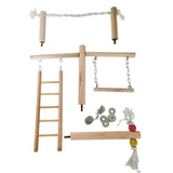 HULIANFU Parrot Climbing Ladder Swing Toy Natural Wood Bird Conure Cage Stand Rope Perch