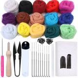 HULIANFU MIUSIE 16/25 Color Needle Felting Kit Wool Felting Tools Handmade Felt Needle Set 7pcs Pack Felting Fabric Materials Accessories