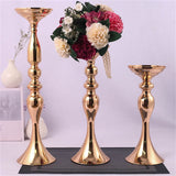 HULIANFU Metal Candle Holders Flowers Vase Candlestick Centerpieces Road Lead Candelabra Centerpieces Wedding porps Christmas decoration