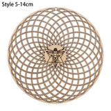 HULIANFU Log Color Chakra Pattern Round Edge Circles Carved Wooden Stand Coaster Flower of life Reload Stone Kitchen Hot Pad Mat Decor