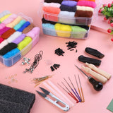 HULIANFU LMDZ 72 Colors Wool Felting Kit Needle Felting Tools DIY Handle Wool Felt Toys Making Fabric Materials Handcraft For Beginners
