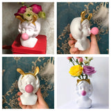 HULIANFU Resin Vase Nordic Modern Home Decoration Cute Girl Blowing Bubbles Decorative Head Carving Flower Vases Pen Holder Vase Flowers