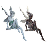 HULIANFU Tudor And Turek Resin Sitting Fairy Statue Garden Ornament Porch Sculpture Yard Craft Landscaping for Home Garden Decoration