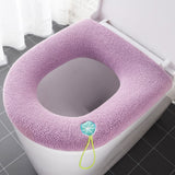 HULIANFU Winter Warm Toilet Seat Cover Closestool Mat 1Pcs Washable Bathroom Accessories Knitting Pure Color Soft O-shape Pad Bidet Cover