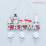 HULIANFU Wooden Christmas Door Wreath Oranments Wall Xmas Dec Merry Christmas Decor For Home  Happy New Year Naviidad Door Wreath
