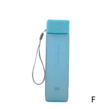 HULIANFU Square Frosted Water Cup Portable Leakproof With Rope Sports Cup Square Cup Bottles  Sports Cup with Portable Milk RopeWater Cup