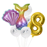 HULIANFU Little Mermaid Party Balloons 32inch Number Foil Balloon Kids Birthday Party Decoration Supplies Baby Shower Decor Helium Globos