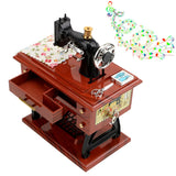 HULIANFU Mini Exquisite Sewing Machine Music Box Hand Crank Retro Music Boxes Jewelry Box Creative Birthday Gifts Home Decoration
