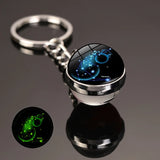 HULIANFU New 12 Constellation key ring Starry Sky Luminous Keychain Time Stone Glass Ball Key Chain Accessories Pendant Key Chain Gifts