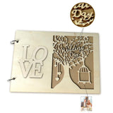 HULIANFU Wedding Guest Book Wooden Heart Hollow Engagement Guestbook Name Sign Board 20 Inside Pages Log Color Good-Looking Appearance