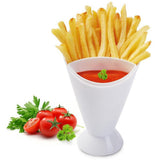 HULIANFU Plastic Cup Self Stand 2 in 1  French Fries Shelf Holder Assorted Sauce Chips Snack Cone Dip Cup Tableware Two Cup-mouth Kitchen