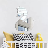 HULIANFU Nordic Cartoon Decorative Mirror Bathroom Baby Room Rabbit Wood Acrylic Mirror Frame Creative Home Art Wall Decorations Artwork